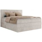 Łóżko kontynentalne TILIANO KING 160x200 - H3 - beżowy, sztruks