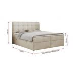 Łóżko kontynentalne FAST 160x200 - H3 - beżowy, welwet