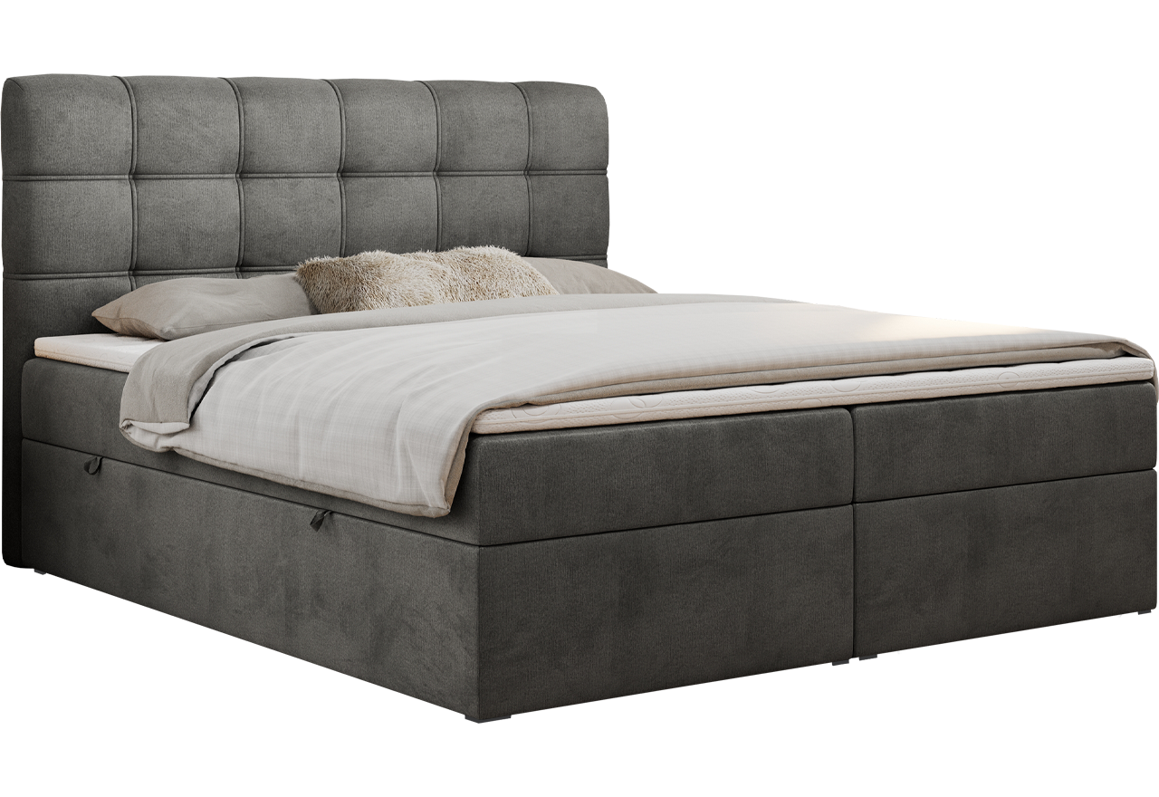 Łóżko kontynentalne FAST 160x200 - H3 - ciemnoszary, welwet