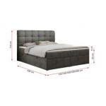 Łóżko kontynentalne FAST 160x200 - H3 - ciemnoszary, welwet