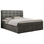 Łóżko kontynentalne FAST 160x200 - H3 - ciemnoszary, welwet