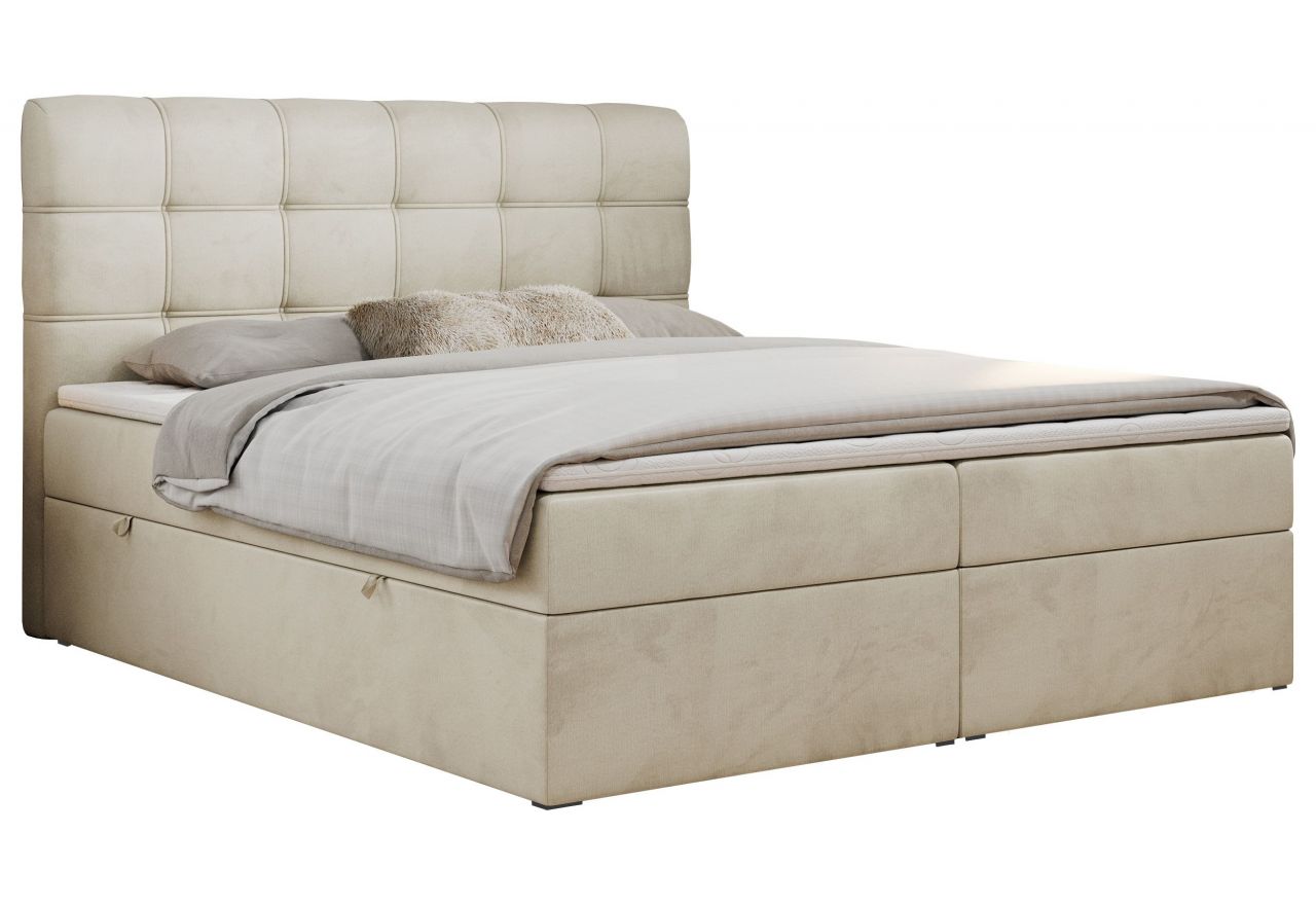 Łóżko kontynentalne FAST 180x200 - H3 - beżowy, welwet