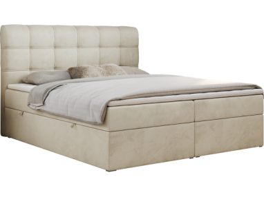 Łóżko kontynentalne FAST 180x200 - H4 - beżowy, welwet