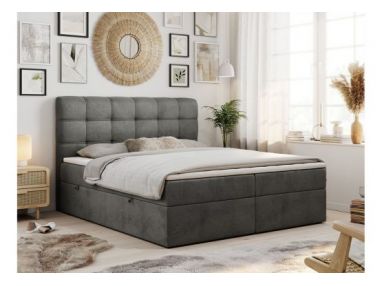 Łóżko kontynentalne FAST 180x200 - H3 - ciemnoszary, welwet