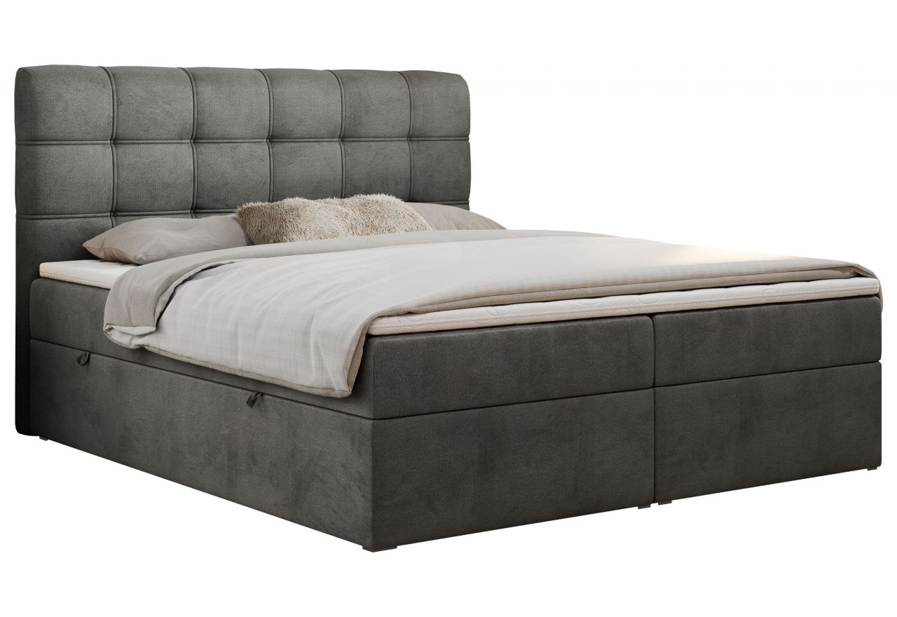 Łóżko kontynentalne FAST 180x200 - H3 - ciemnoszary, welwet