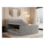 Łóżko kontynentalne PARIS KING DUO 120x200 - H3 - jasnoszary, struktura