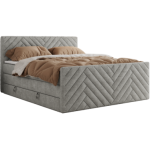 Łóżko kontynentalne PARIS KING DUO 180x200 - H3 - jasnoszary, struktura