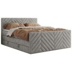 Łóżko kontynentalne PARIS KING DUO 200x200 - H3 - jasnoszary, struktura