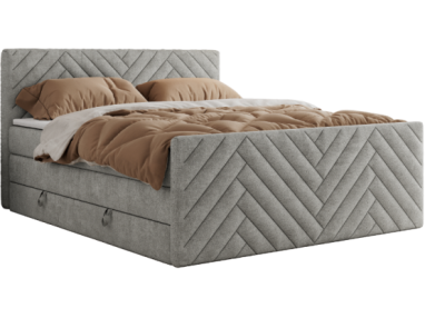 Łóżko kontynentalne PARIS KING DUO 120x200 - H4 - jasnoszary, struktura