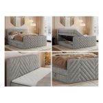 Łóżko kontynentalne PARIS KING DUO 120x200 - H4 - jasnoszary, struktura