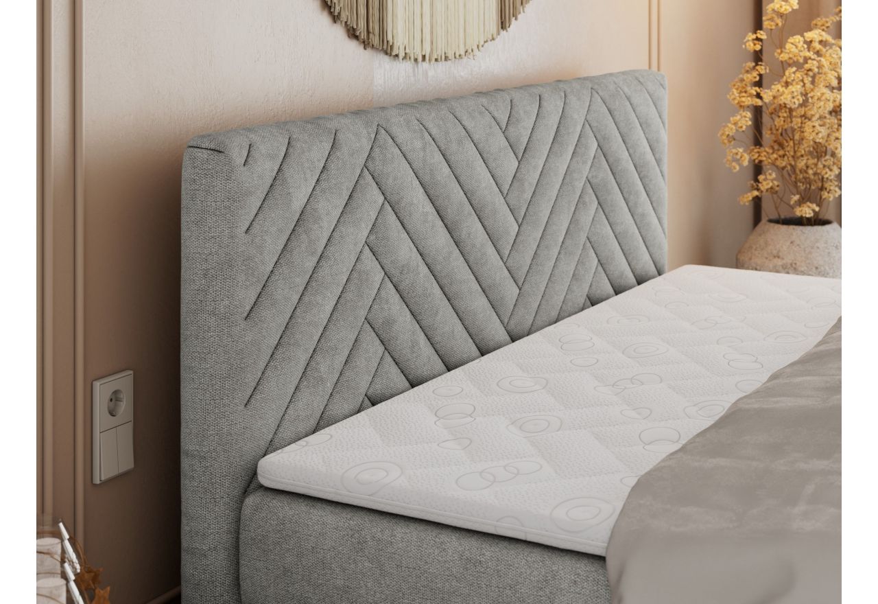 Łóżko kontynentalne PARIS KING DUO 140x200 - H4 - jasnoszary, struktura