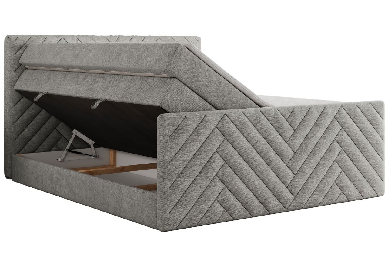 Łóżko kontynentalne PARIS KING DUO 140x200 - H4 - jasnoszary, struktura