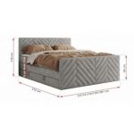 Łóżko kontynentalne PARIS KING DUO 160x200 - H4 - jasnoszary, struktura