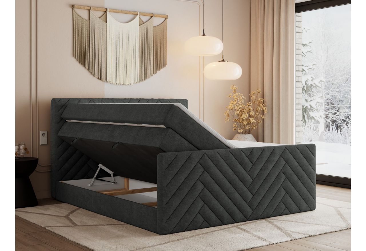 Łóżko kontynentalne PARIS KING DUO 120x200 - H4 - ciemnoszary, struktura