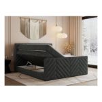 Łóżko kontynentalne PARIS KING DUO 140x200 - H4 - ciemnoszary, struktura