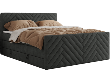 Łóżko kontynentalne PARIS KING DUO 160x200 - H4 - ciemnoszary, struktura