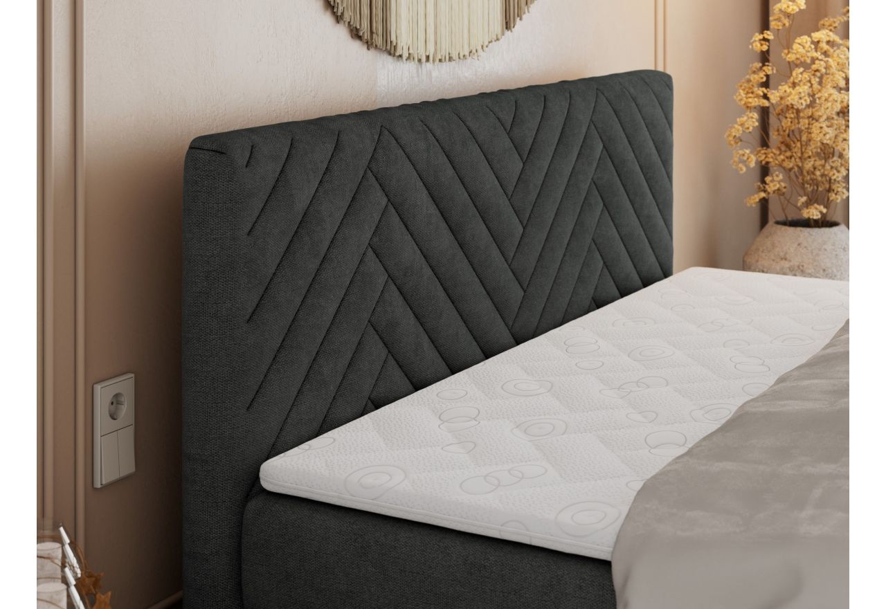 Łóżko kontynentalne PARIS KING DUO 180x200 - H4 - ciemnoszary, struktura