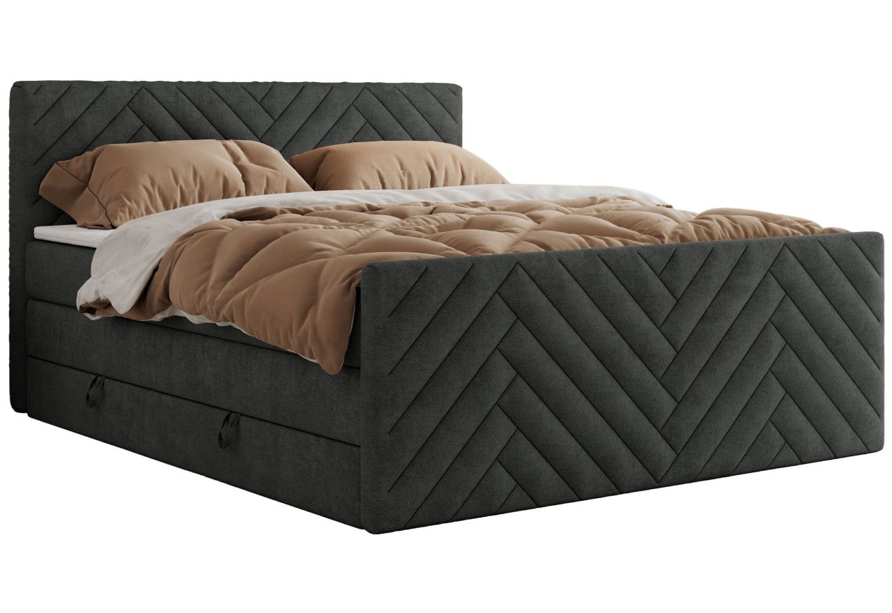 Łóżko kontynentalne PARIS KING DUO 180x200 - H4 - ciemnoszary, struktura