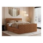 Łóżko kontynentalne PARIS KING DUO 120x200 - H3 - pomarańczowy, struktura