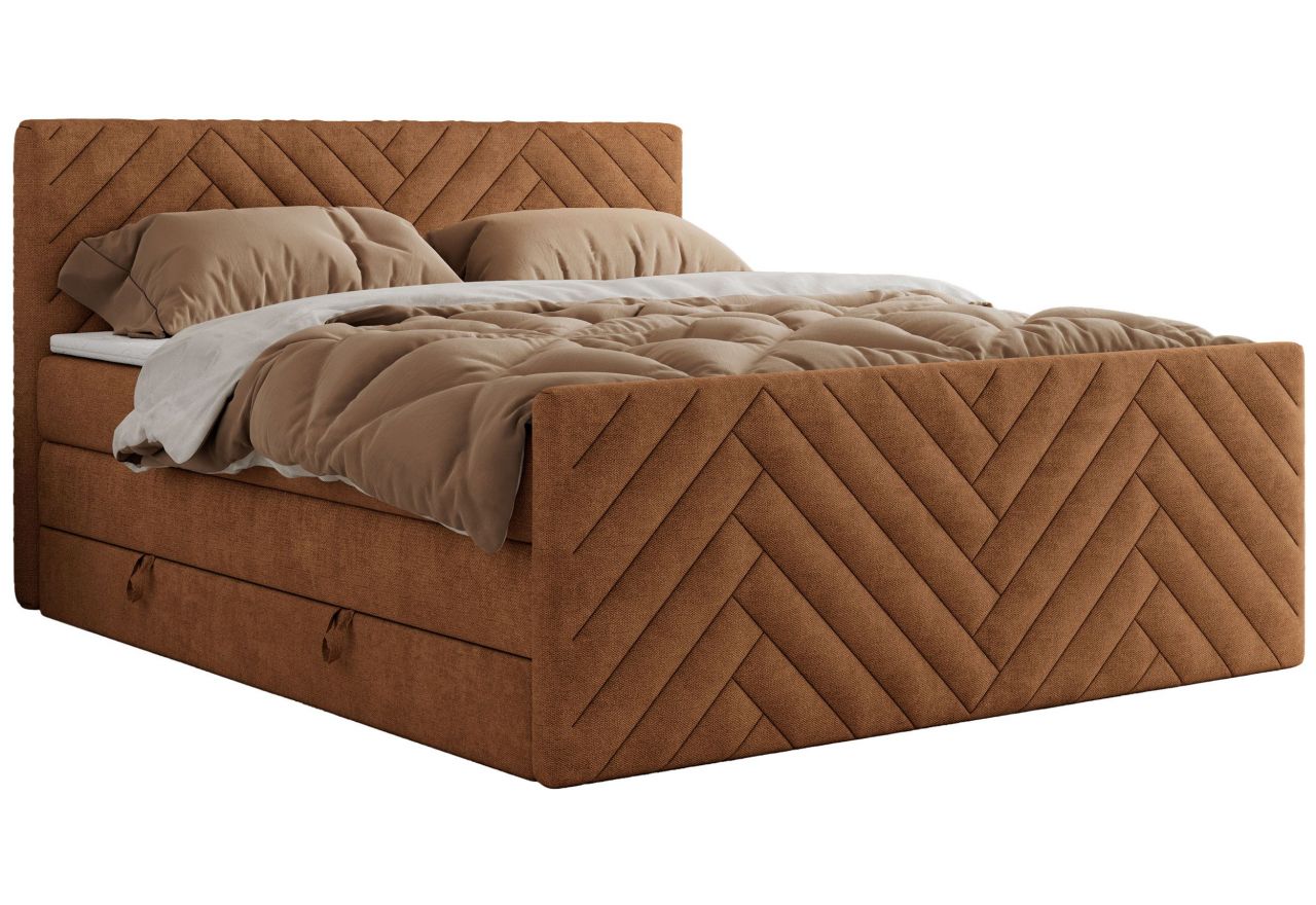 Łóżko kontynentalne PARIS KING DUO 160x200 - H3 - pomarańczowy, struktura