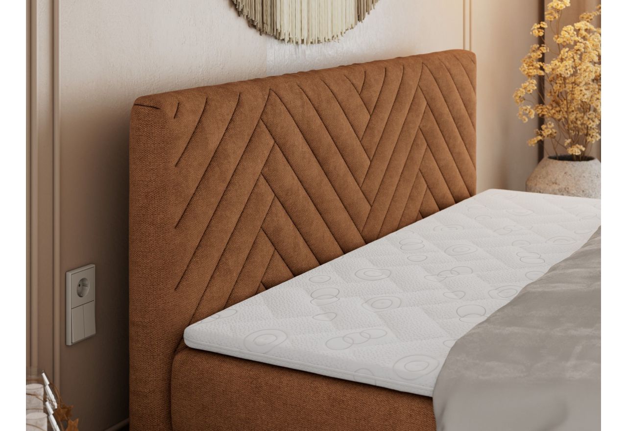 Łóżko kontynentalne PARIS KING DUO 180x200 - H3 - pomarańczowy, struktura