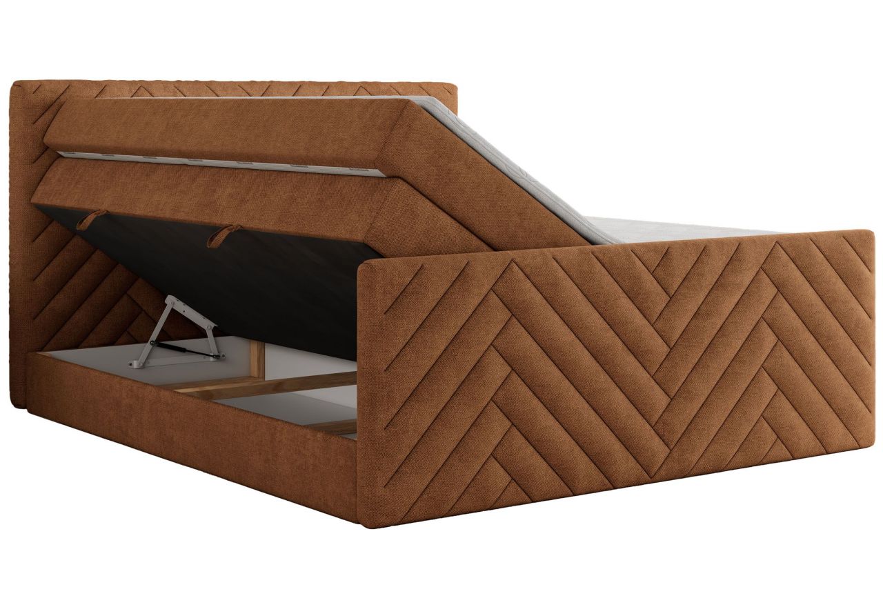 Łóżko kontynentalne PARIS KING DUO 180x200 - H3 - pomarańczowy, struktura