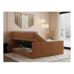 Łóżko kontynentalne PARIS KING DUO 200x200 - H3 - pomarańczowy, struktura