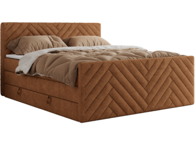 Łóżko kontynentalne PARIS KING DUO 120x200 - H4 - pomarańczowy, struktura