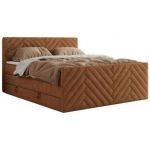 Łóżko kontynentalne PARIS KING DUO 160x200 - H4 - pomarańczowy, struktura