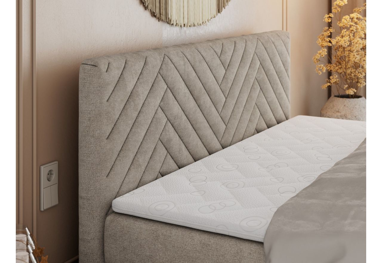 Łóżko kontynentalne PARIS KING DUO 140x200 - H3 - beżowy, struktura