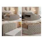 Łóżko kontynentalne PARIS KING DUO 160x200 - H3 - beżowy, struktura