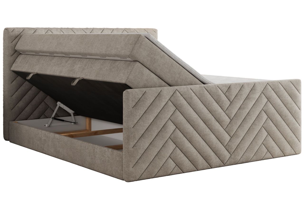 Łóżko kontynentalne PARIS KING DUO 160x200 - H3 - beżowy, struktura