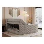 Łóżko kontynentalne PARIS KING DUO 120x200 - H4 - beżowy, struktura