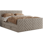 Łóżko kontynentalne PARIS KING DUO 200x200 - H4 - beżowy, struktura