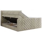 Łóżko kontynentalne PARIS KING DUO 120x200 - H3 - beżowy, welwet