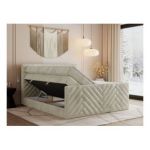 Łóżko kontynentalne PARIS KING DUO 140x200 - H3 - beżowy, welwet