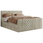 Łóżko kontynentalne PARIS KING DUO 140x200 - H3 - beżowy, welwet