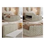 Łóżko kontynentalne PARIS KING DUO 160x200 - H3 - beżowy, welwet