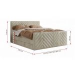 Łóżko kontynentalne PARIS KING DUO 200x200 - H3 - beżowy, welwet