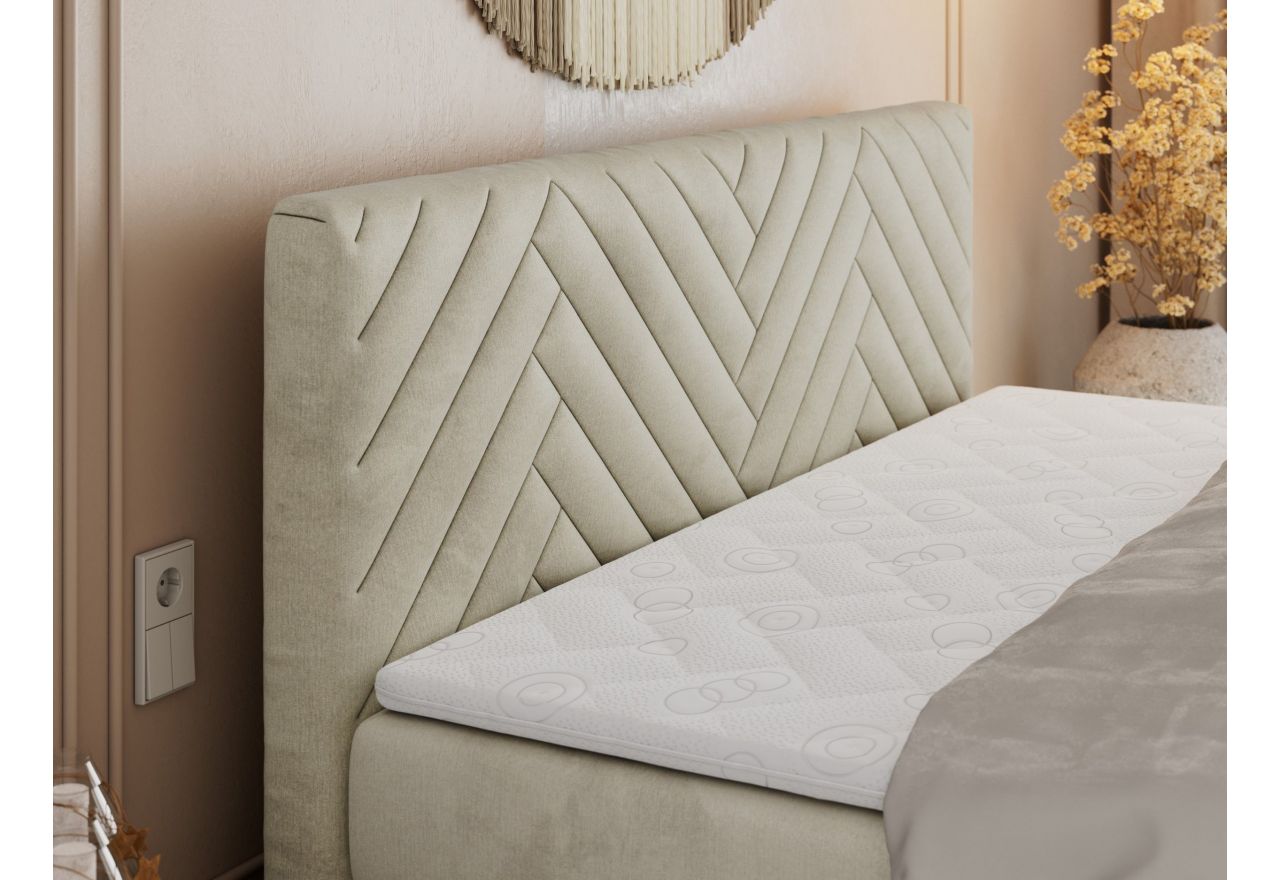 Łóżko kontynentalne PARIS KING DUO 140x200 - H4 - beżowy, welwet