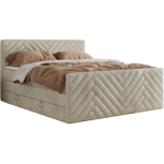 Łóżko kontynentalne PARIS KING DUO 160x200 - H4 - beżowy, welwet