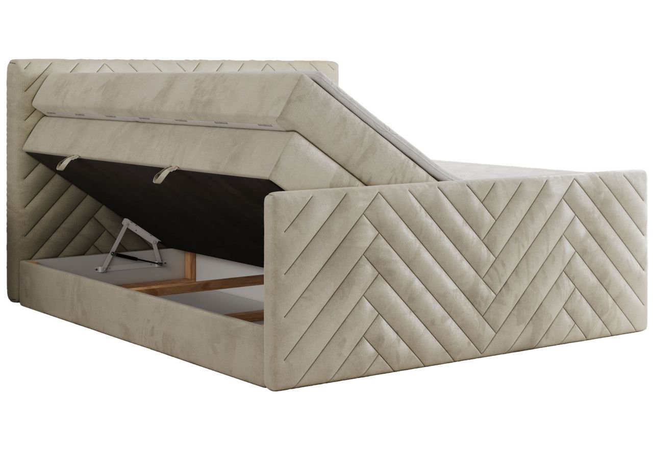 Łóżko kontynentalne PARIS KING DUO 160x200 - H4 - beżowy, welwet