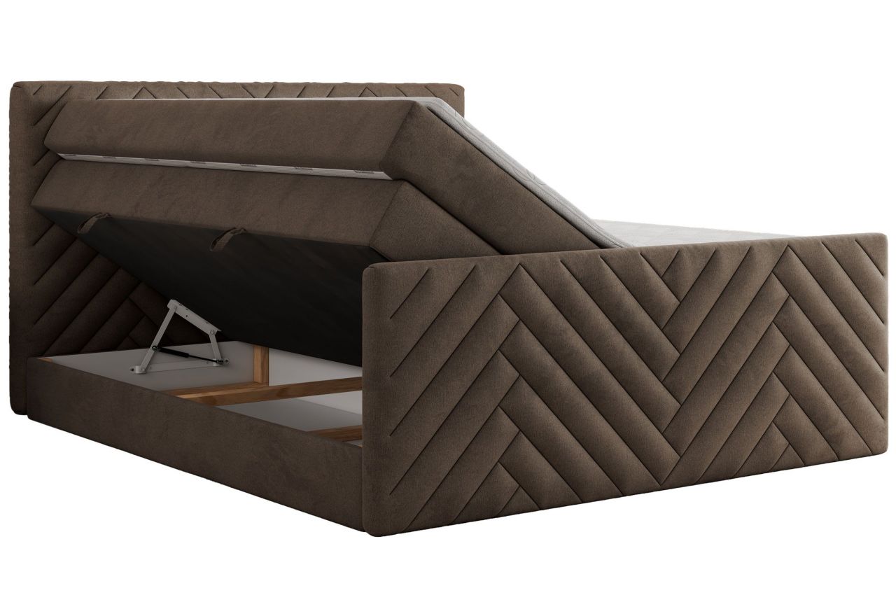 Łóżko kontynentalne PARIS KING DUO 120x200 - H3 - brązowy, welwet