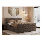 Łóżko kontynentalne PARIS KING DUO 200x200 - H3 - brązowy, welwet