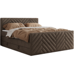 Łóżko kontynentalne PARIS KING DUO 200x200 - H3 - brązowy, welwet