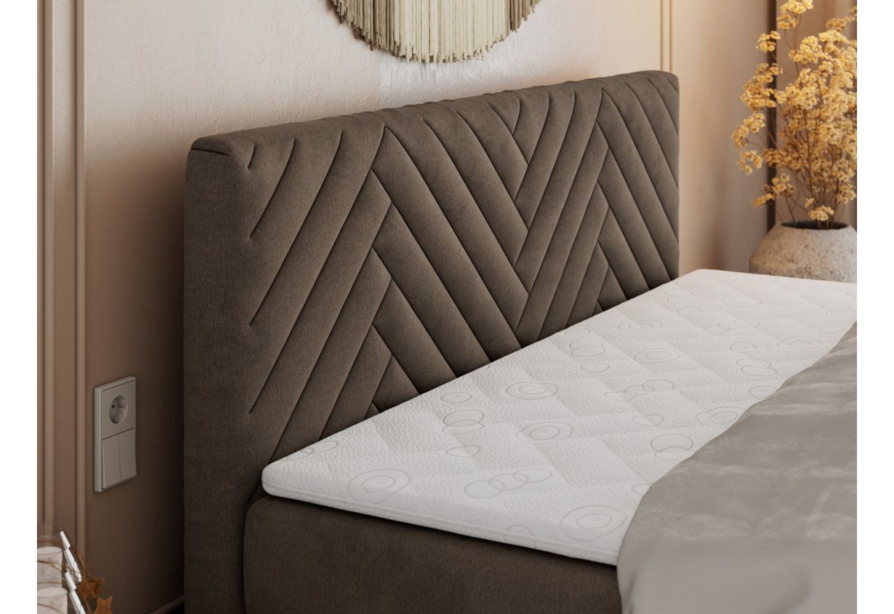 Łóżko kontynentalne PARIS KING DUO 200x200 - H3 - brązowy, welwet