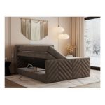 Łóżko kontynentalne PARIS KING DUO 200x200 - H4 - brązowy, welwet