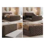 Łóżko kontynentalne PARIS KING DUO 200x200 - H4 - brązowy, welwet
