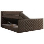 Łóżko kontynentalne PARIS KING DUO 200x200 - H4 - brązowy, welwet
