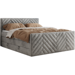 Łóżko kontynentalne PARIS KING DUO 160x200 - H3 - jasnoszary, welwet